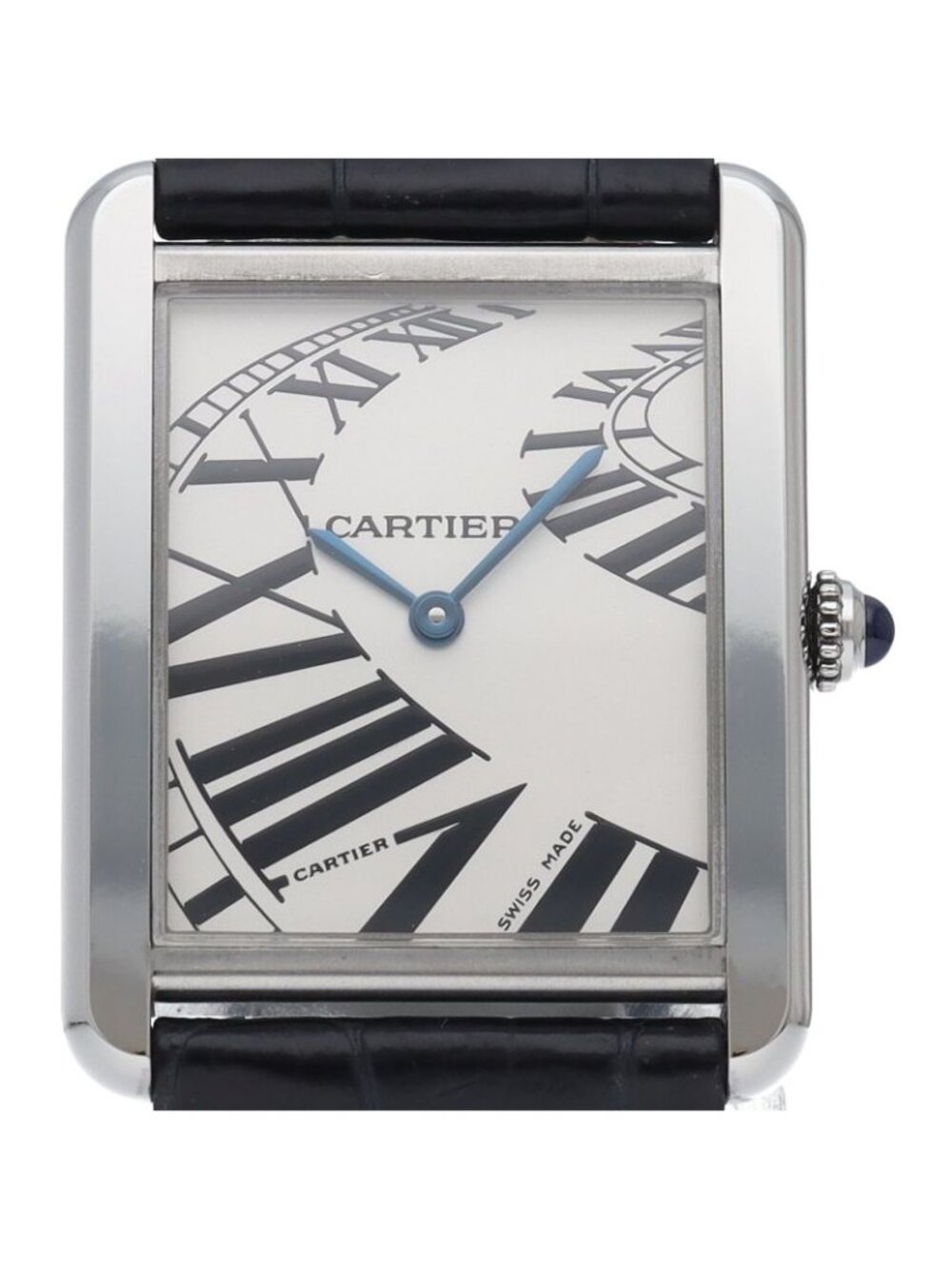 Cartier Tank Solo LM Watch Index Animation SS Leather White